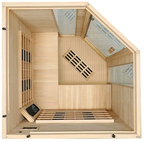 Infračervená sauna/tepelná kabína Nyborg E150V s plným spektrom, panelovými radiátormi a drevom Hemlock