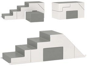 HOMCOM Jucărie de cățărat și alunecat pentru copii, stimulează motricitatea, piele artificială, spumă EPE, 86x49x47 cm, Gri | Aosom Romania
