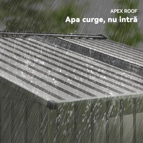 Outsunny Magazie de Grădină 4,9 m² 277x195x192 cm cu 2 Uși Culisante, Acoperiș Înclinat și 4 Grile de Ventilație, Gri Argintiu | Aosom Romania
