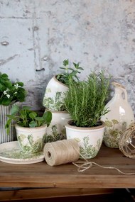 Ghiveci din ceramică cu imprimeu floral, verde, H13/D12 cm, „Laval”