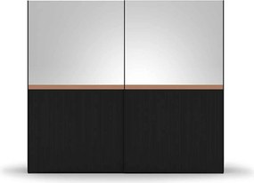 Dulap lemn masiv Calista Negru-Rose Gold, 260 × 68 × 230 cm