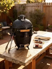 Grătar kamado din ceramică și metal, 51 x 53 x 64 cm, negru, „Barbecue Ceramic"