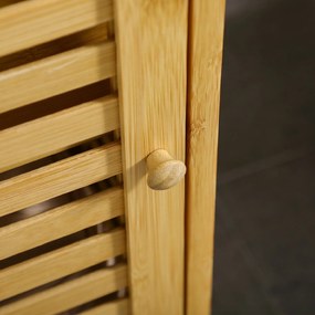 Kleankin Dulap pentru Baie din Bambus, Spațiu de Depozitare Pardoseală cu Raft Reglabil, Design Natural | Aosom Romania