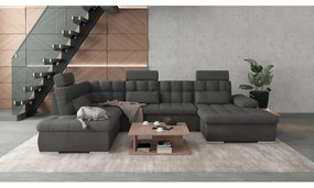 Colțar gri antracit extensibil, cu spațiu de depozitare (cu colț pe partea stângă, în formă de "U") Merkur – Ropez