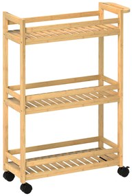 HOMCOM Cos de servit, 3 etaje, grinzi lamelare, protectie anti-cadere, bambus, 55 x 20 x 75 cm | Aosom Romania