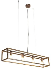 Lampă suspendată industrială maro ruginiu cu 4 lumini - Cage