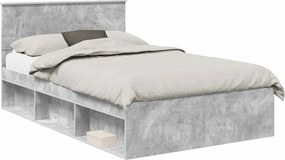 vidaXL Cadru de pat Gri Concret 135 x 190 cm Lemn compozit