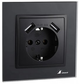 Priza Rama sticla Elit'S,2 X slot usb ,protectie ip20,SF8910FKB