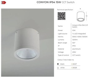 Spot LED aplicat de exterior IP54 CONYON 15W CCT SWITCH