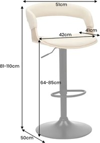 Scaun de bar pivotant Manhattan stejar/ bej crem