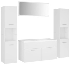 3071243 vidaXL Set mobilier de baie, alb, lemn prelucrat