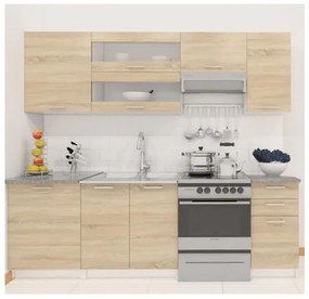 Bucatarie, 2,4 m, GLOBAL299 - alb/stejar sonoma