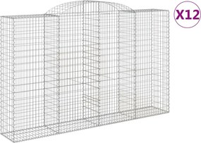 vidaXL Coșuri gabion arcuite 12 buc, 300x50x180/200 cm fier galvanizat