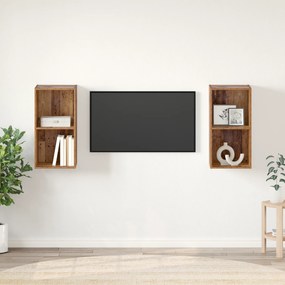 vidaXL Dulap pentru TV pe Perete 2 pcs Lemn vechi 37 x 37 x 72 cm