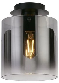 Searchlight 88911-1BK - Plafonieră de tavan SWEDEN 1xE27/60W/230V Ø22 cm negru/sticlă fumurie