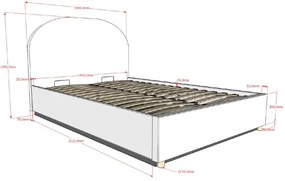 Set MOON: pat tapițat pentru copii 90 x 200 cm, alb, cu țesătură bouclé și spațiu de depozitare + taburet alb multifuncțional – Vipack