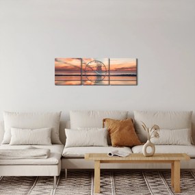 Tablou cu razele solare deasupra plajei Dayton (cu ceas) (90x30 cm)
