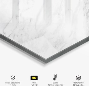 Panou Sticla Bucatarie, 60x150cm, Protectie aragaz, Antistropi, Termorezistent, Abstracte, Marble, Light Grey Marble