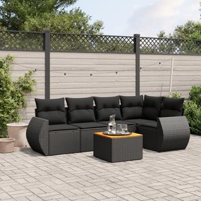 3224991 vidaXL Set mobilier de grădină cu perne, 6 piese, negru, poliratan