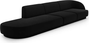 Canapea 4 locuri cotiera stanga, Miley, Micadoni Home, BL, 325x85x74 cm, catifea, negru