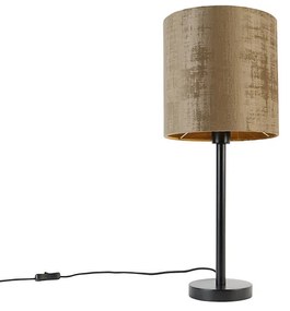 Lampa de masa moderna neagra cu abajur maro 25 cm - Simplo