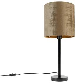 Lampă de masă modernă neagră cu abajur maro 25 cm - Simplo