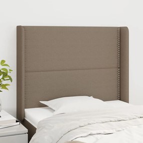 vidaXL Tăblie de pat cu aripioare gri taupe 93x16x118/128 cm textil
