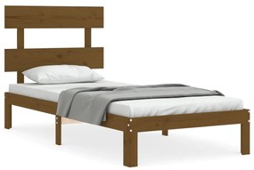 3193519 vidaXL Cadru de pat cu tăblie, maro miere, 90x200 cm, lemn masiv