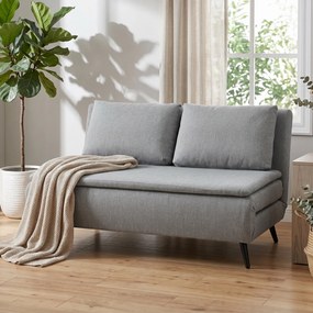HOMCOM Canapea Extensibilă 2 Persoane 3 în 1 din Material Tip In cu 2 Perne, Cadru din Eucalipt, Gri Deschis | Aosom Romania