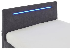 Pat pentru copii gri închis tapițat cu spațiu de depozitare cu somieră 140x200 cm Circle – Meise Möbel