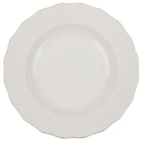 Set de veselă din porțelan, 24 piese, alb/auriu