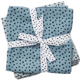 Done by Deer – Set 2 museline albastre bumbac 120 x 120 cm– Happy Dots