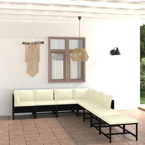 3059793 vidaXL Set mobilier de grădină cu perne, 8 piese, negru, poliratan