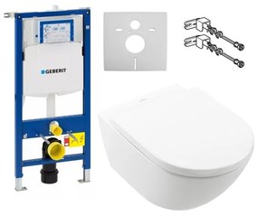 Set vas WC rimless suspendat, Villeroy&amp;Boch Subway 3.0, cu capac inchidere lenta si rezervor Geberit Duofix Sigma UP320