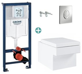 Set rezervor Grohe Rapid SL cu clapeta Skate Air crom si vas wc Grohe Cube Ceramic Triple Vortex PureGuard capac soft close