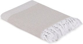 Cuvertură din bumbac pentru pat dublu Galina Beige White, 220 x 240 cm, bej deschis