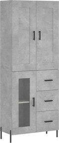 vidaXL Dulap înalt, gri beton, 69,5x34x180, lemn compozit