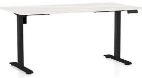 Masă înălțime reglabilă OfficeTech B, 160 x 80 cm, picioare negre, frasin alb