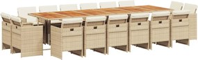 vidaXL Set mobilier de grădină cu perne, 17 piese, bej, poliratan