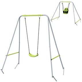 Outsunny Balansoar portic balansoar 2 în 1 pentru bebeluși curea de siguranță cu 5 puncte interior exterior verde | Aosom Romania