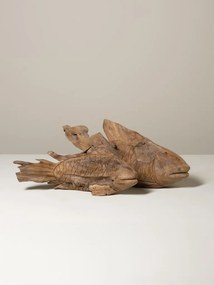 Decoratiune sculptata manual din lemn de tec, H27,5 cm, "Antique Shore"