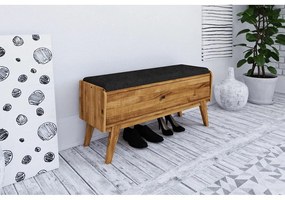 Bancă cu spațiu de depozitare din lemn de stejar cu șezut gri Retro - The Beds