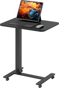 HOMCOM Birou reglabil pe înălțime incl. 4 roți C-Formă 65 cm x 48 cm x 70-110 cm Negru | Aosom Romania