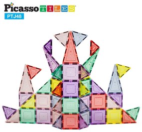 Set cuburi PicassoTiles 48 pise Magnetic blocks,glittered