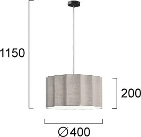 Pendul pe cablu WAVY 1xE27/14W/230V gri