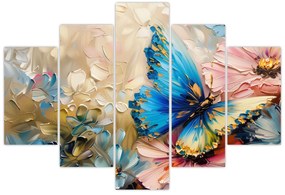 Tablou - Pictura de flori și fluturi (150x105 cm)