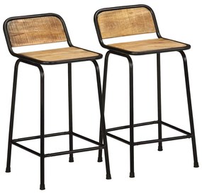 vidaXL Scaune de bar 2 buc 46x35,5x80 cm Lemn masiv Mango brut