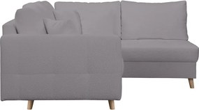 Colțar gri închis cu tapițerie din stofă bouclé (cu colț pe partea dreaptă) Ariella – Ropez