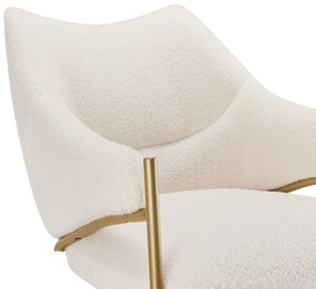 Scaun de prânz cu brațe, țesătură Sherpa, pernă de șezut groasă, spătar ergonomic, 52.5×48×83.7 cm, Bej