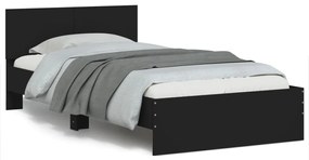 838618 vidaXL Cadru de pat cu tăblie, negru, 100x200 cm, lemn prelucrat
